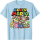 Super Mario Full Cast Group Shot Classic Graphic T-Shirt - T-Shirt | Light Blue