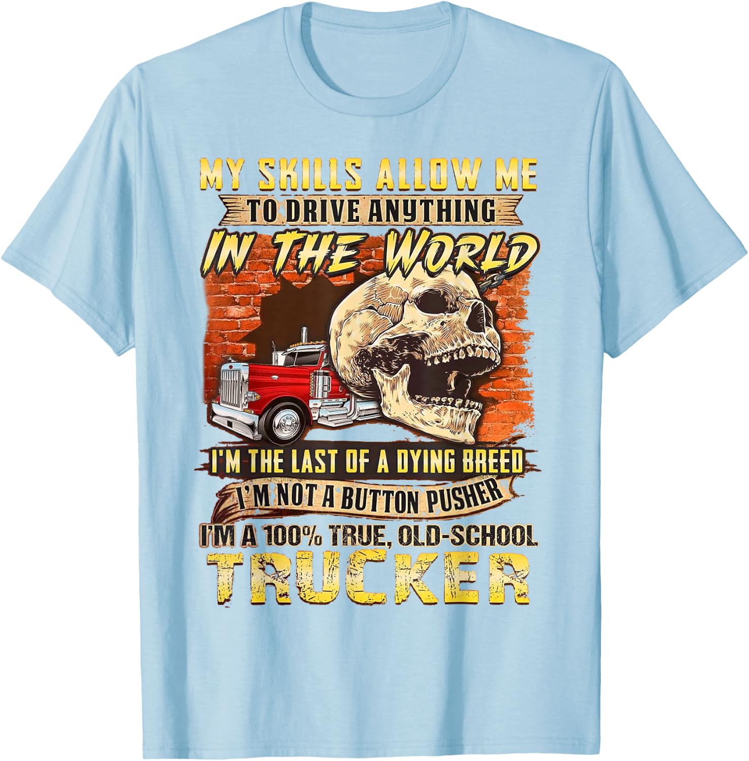 My Skills Allow Me To Drive Anything In The World T-Shirt - T-Shirt | Light Blue