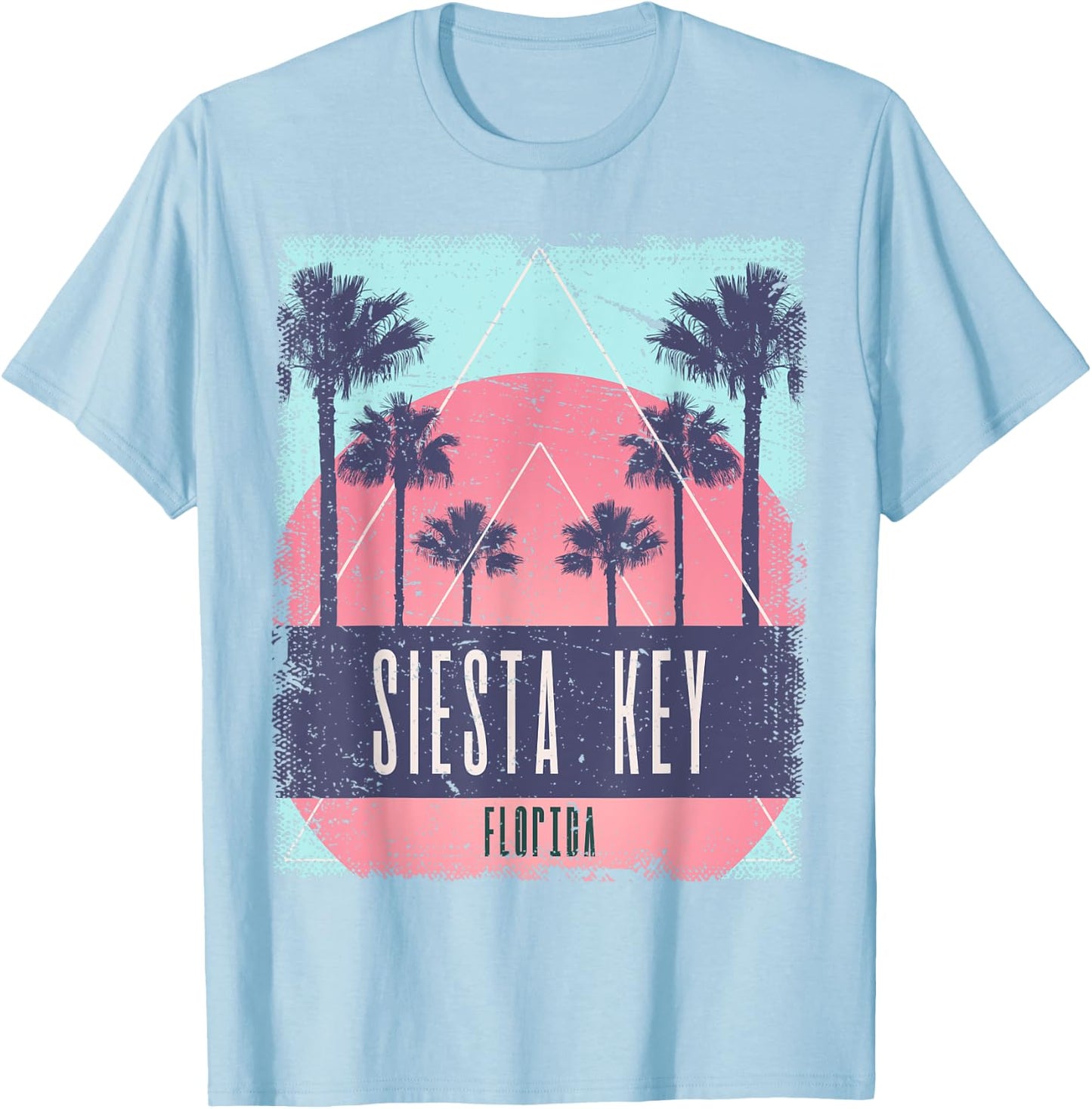 Siesta Key Beach Florida FL Vintage Vaporwave Retro 80s Men Women Kids T-Shirt - T-Shirt | Light Blue