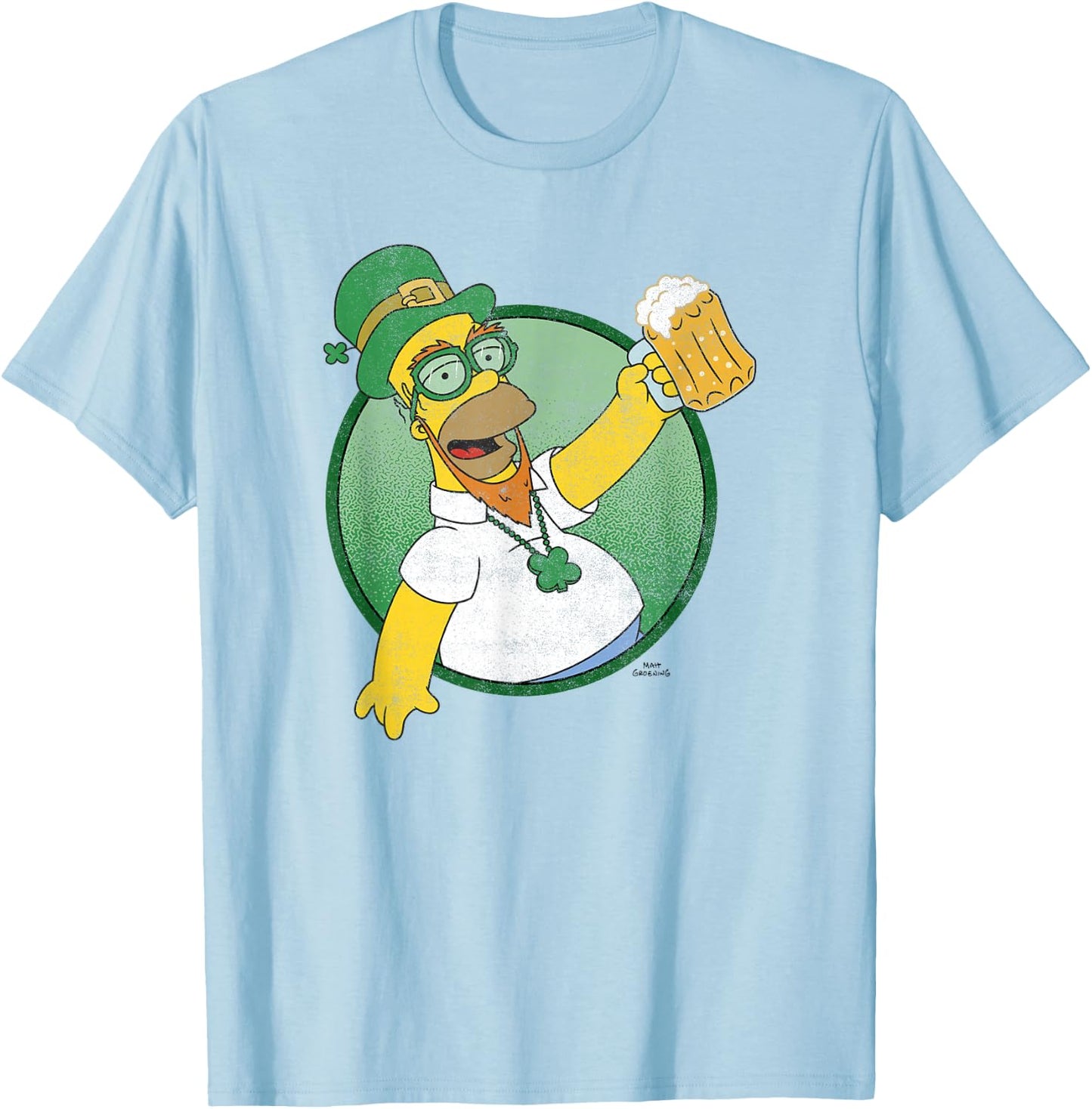 The Simpsons St. Patrick's Day Homer Lucky Beer Celebration T-Shirt - T-Shirt | Light Blue
