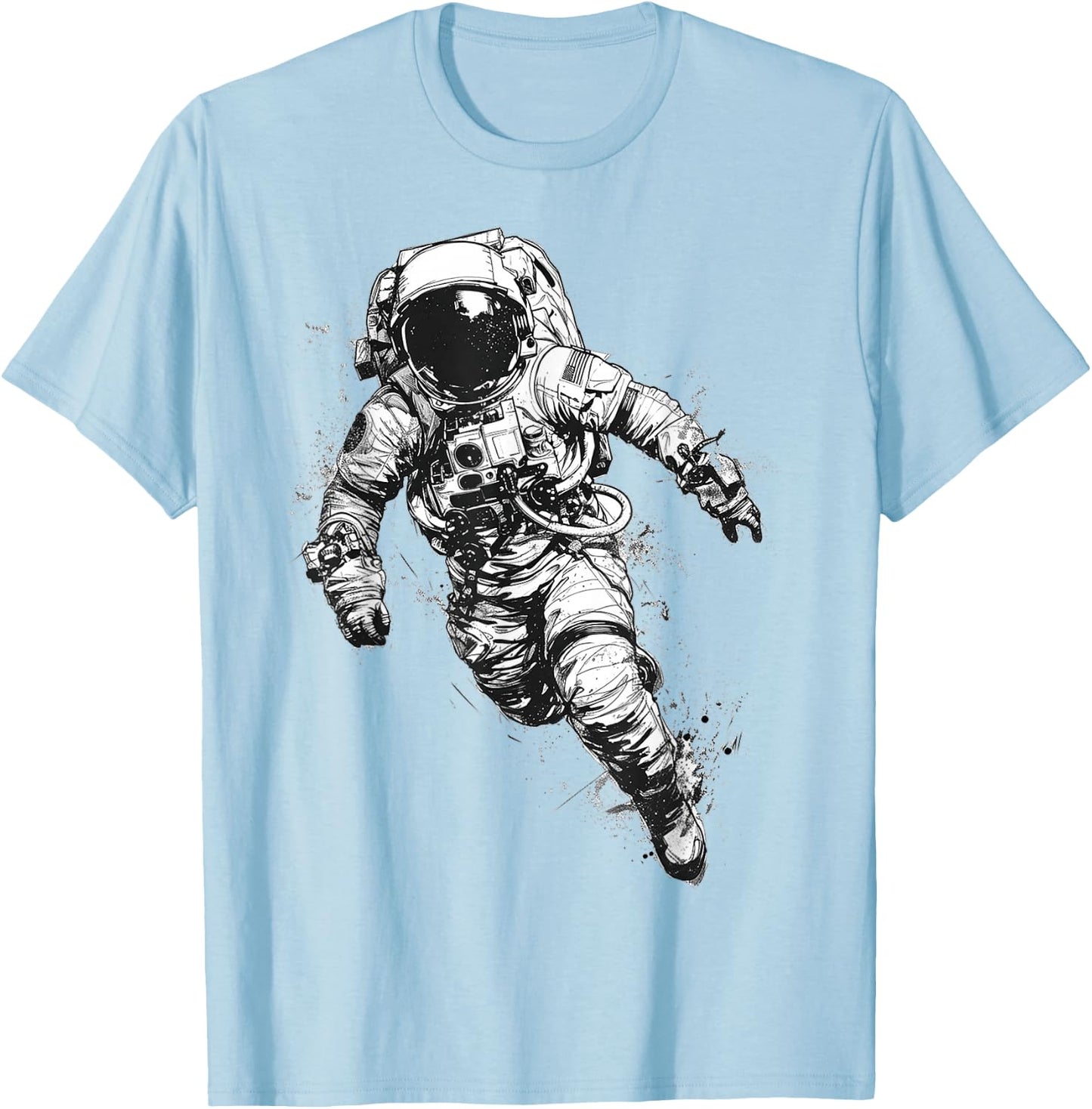 Astronaut Graphic Space Motif Astronaut T-Shirt - T-Shirt | Light Blue