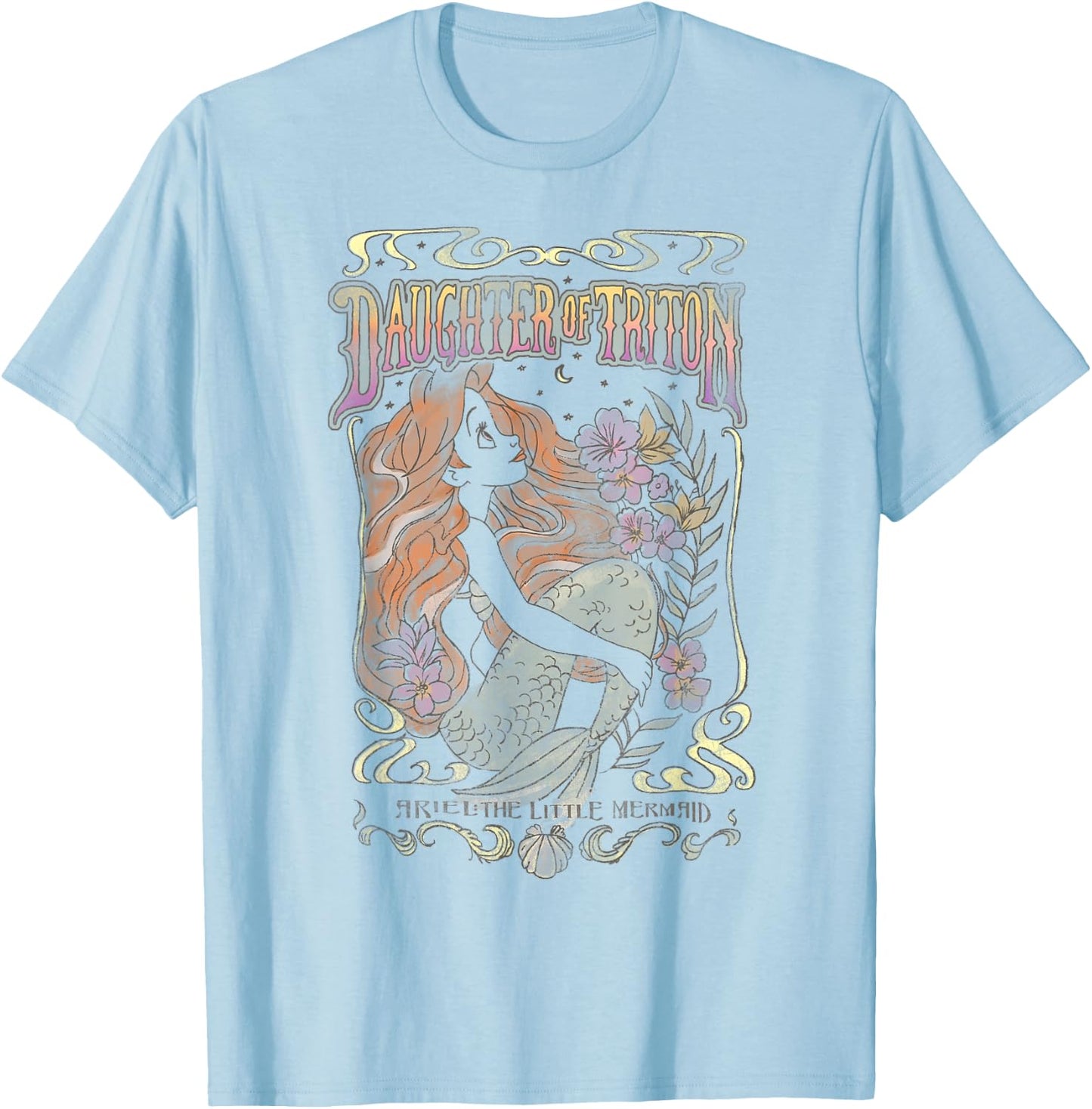 Disney The Little Mermaid Ariel Daughter Of Triton Poster T-Shirt - T-Shirt | Light Blue
