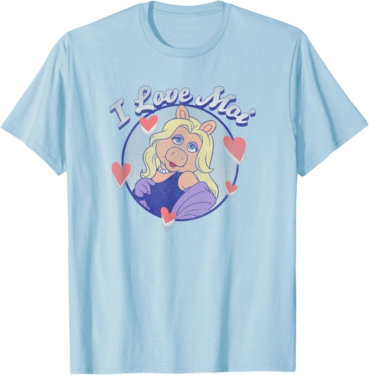 Disney The Muppets Valentine's Day Miss Piggy I Love Moi T-Shirt - T-Shirt | Light Blue