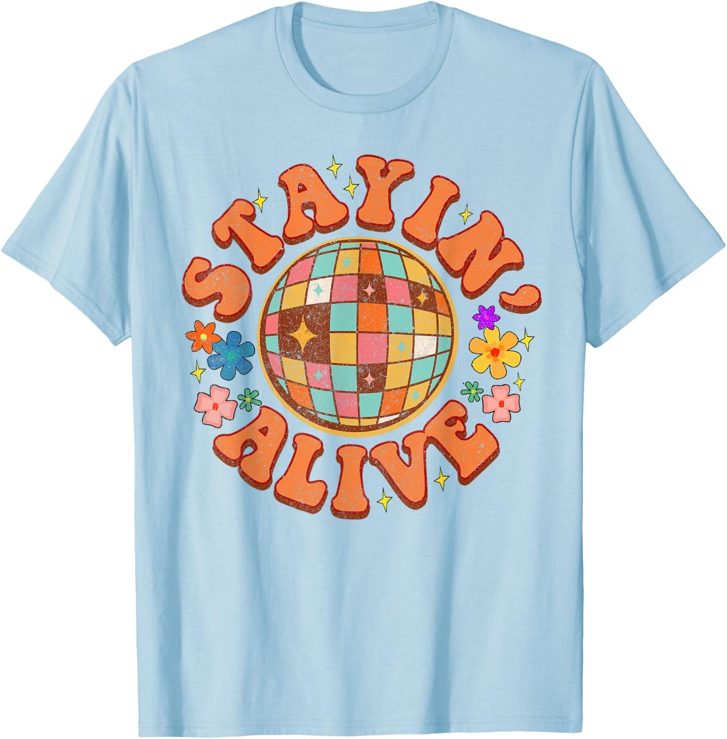 Stayin' Alive Bridesmaid Bride Babe Disco Bachelorette Party T-Shirt - T-Shirt | Light Blue