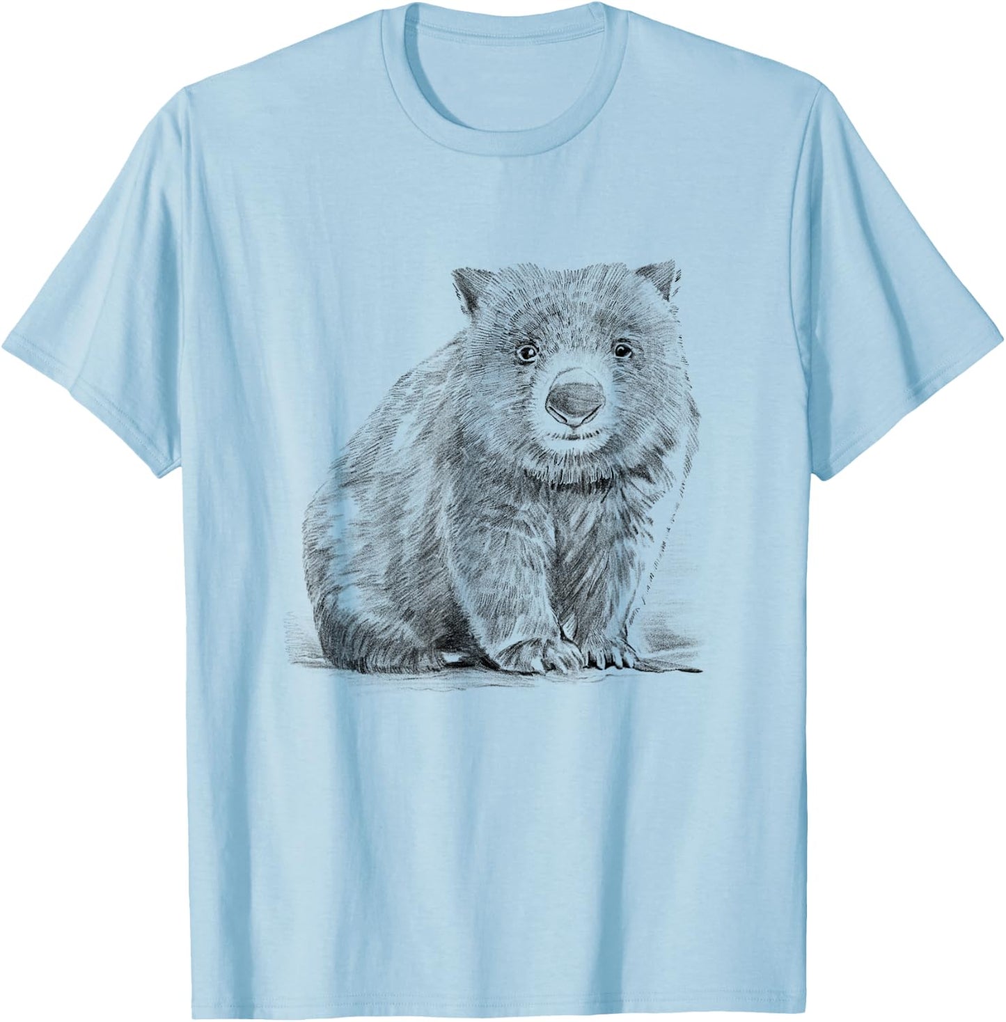 Wombat Pencil Drawing T-Shirt - T-Shirt | Light Blue