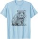 Wombat Pencil Drawing T-Shirt - T-Shirt | Light Blue