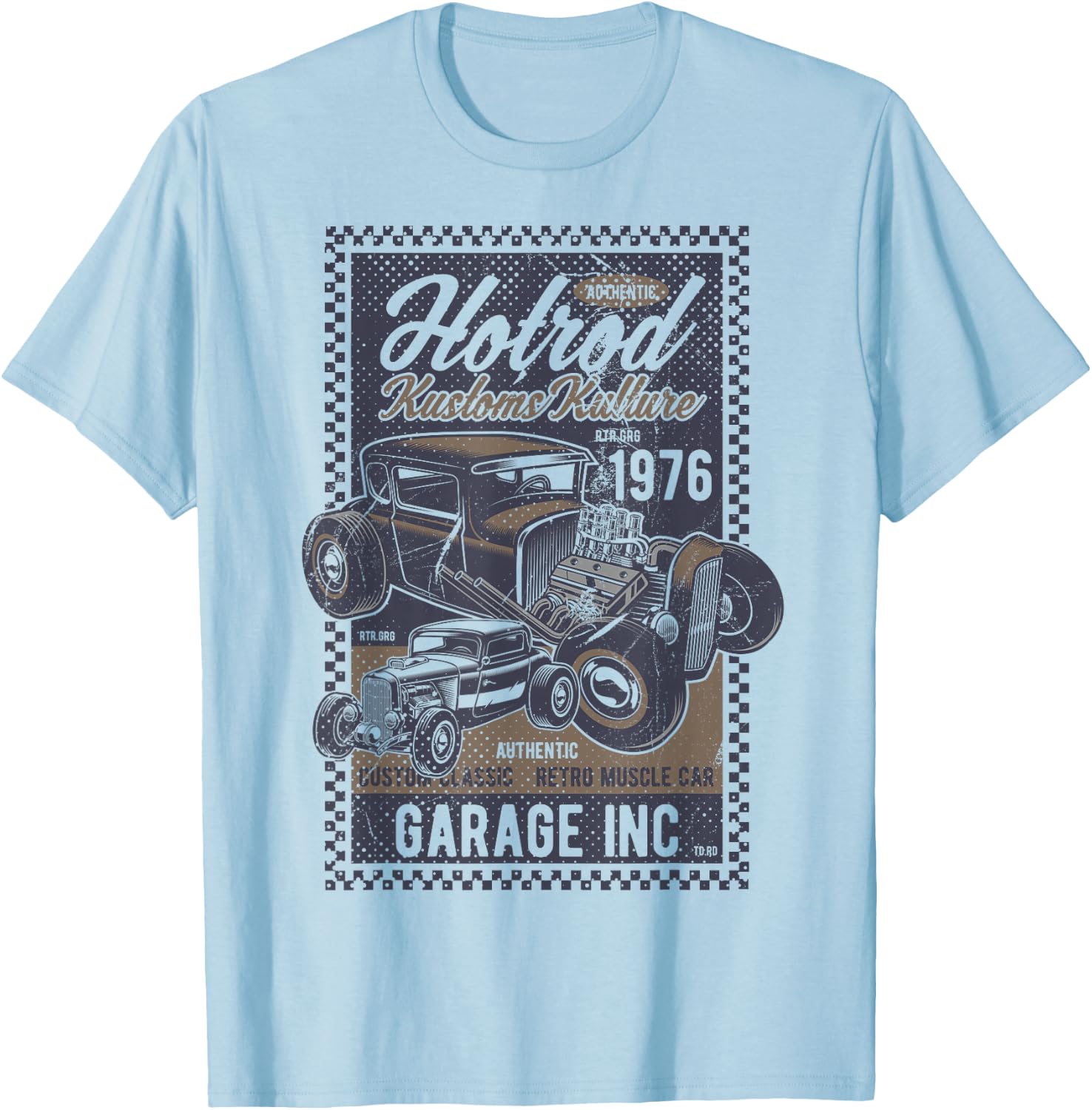 Vintage Hot Rod Kustoms Kulture Men's Classic Car T-Shirt - T-Shirt | Light Blue