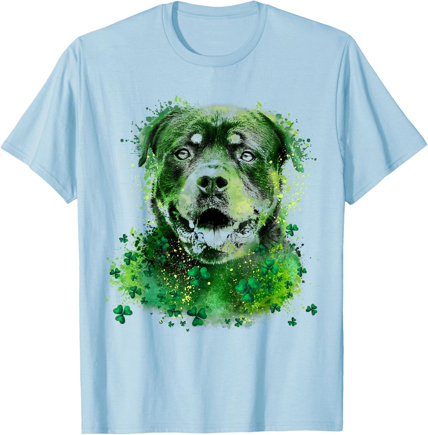 Irish Shamrock St Patrick's Day Rottweiler Cool T-Shirt - T-Shirt | Light Blue