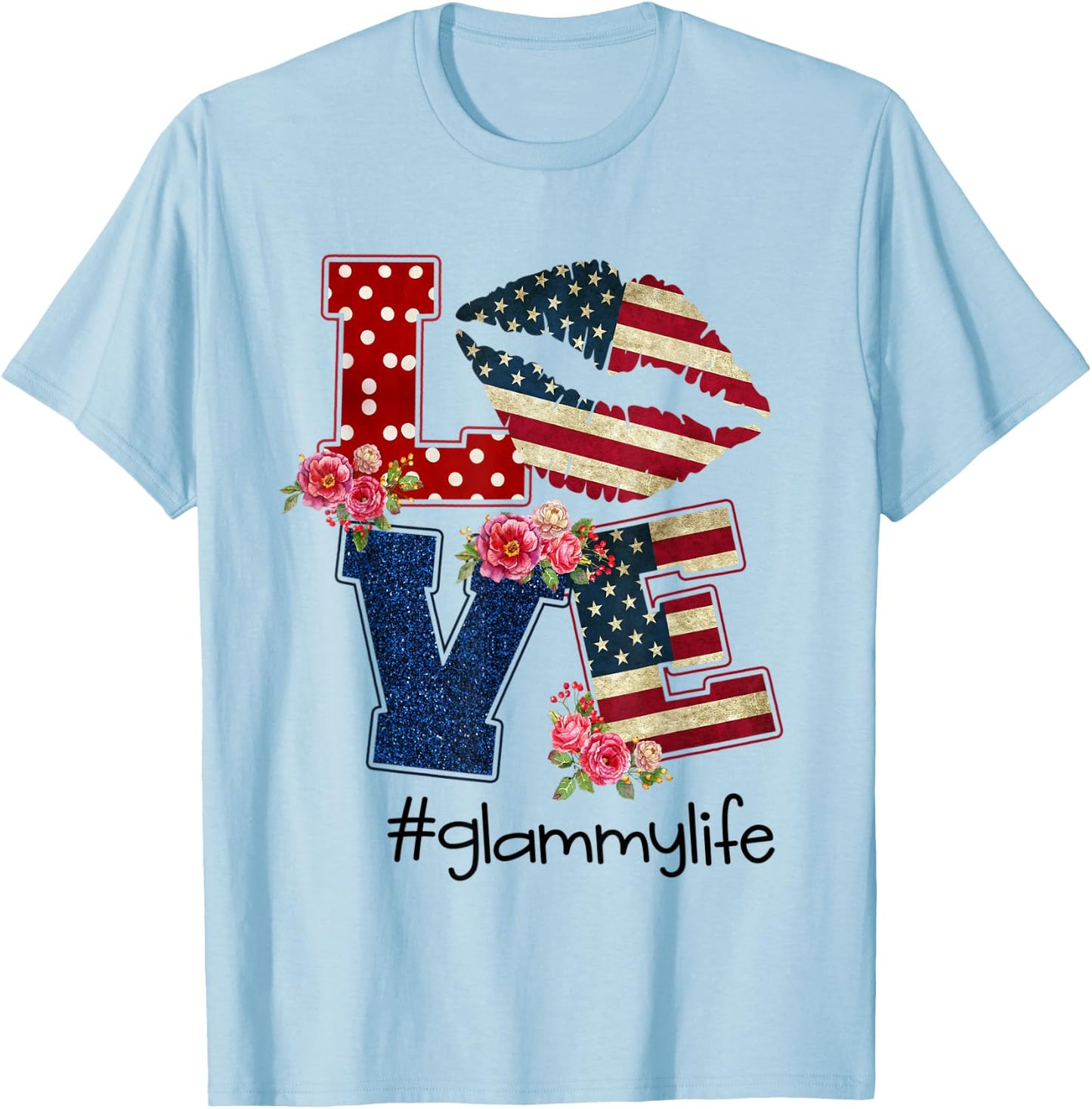 Love Glammy life -Lips flag-Gift Independence day Men T-Shirt - T-Shirt | Light Blue