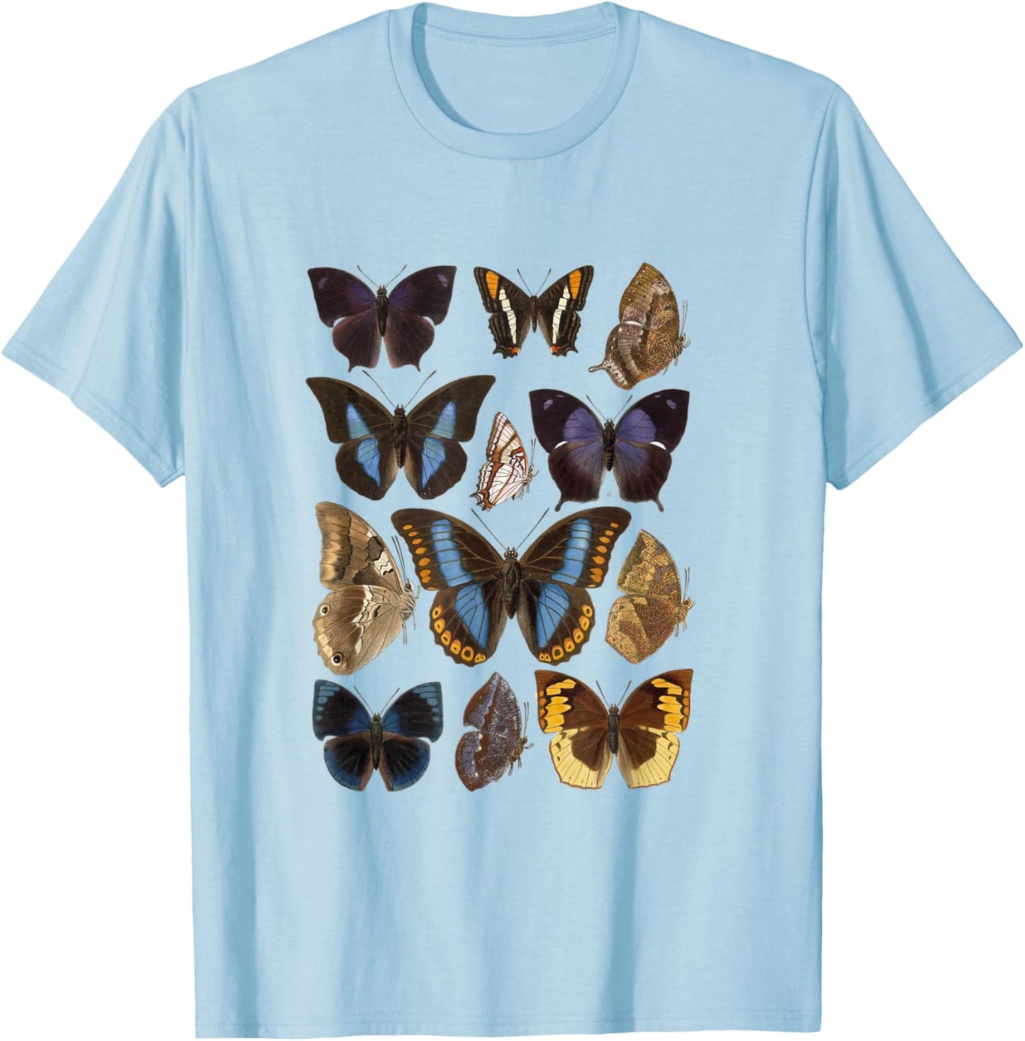 Vintage Botanical Butterfly Species T-Shirt - T-Shirt | Light Blue