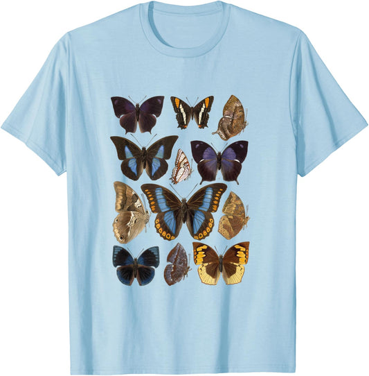Vintage Botanical Butterfly Species T-Shirt - T-Shirt | Light Blue