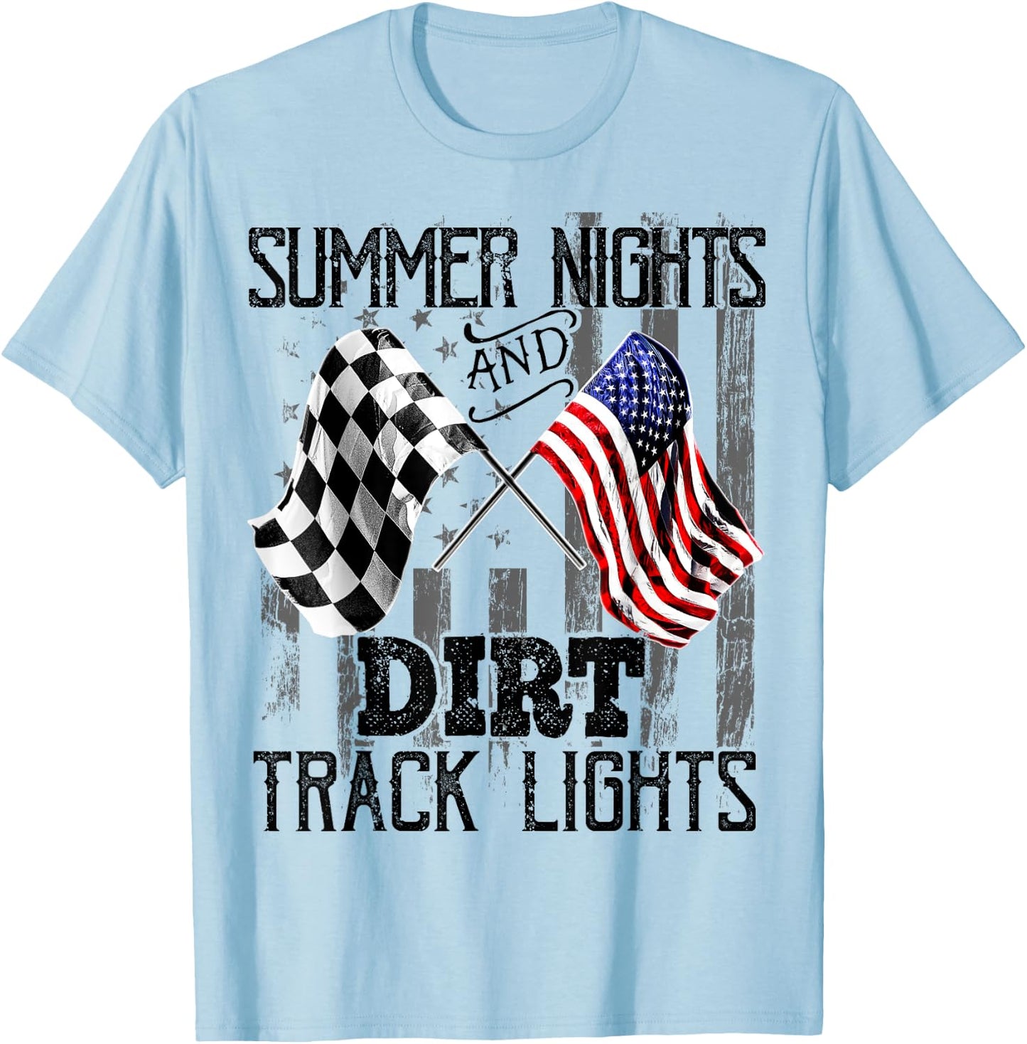 Summer Nights Dirt Track Lights Racing Motocross Gift Men T-Shirt - T-Shirt | Light Blue