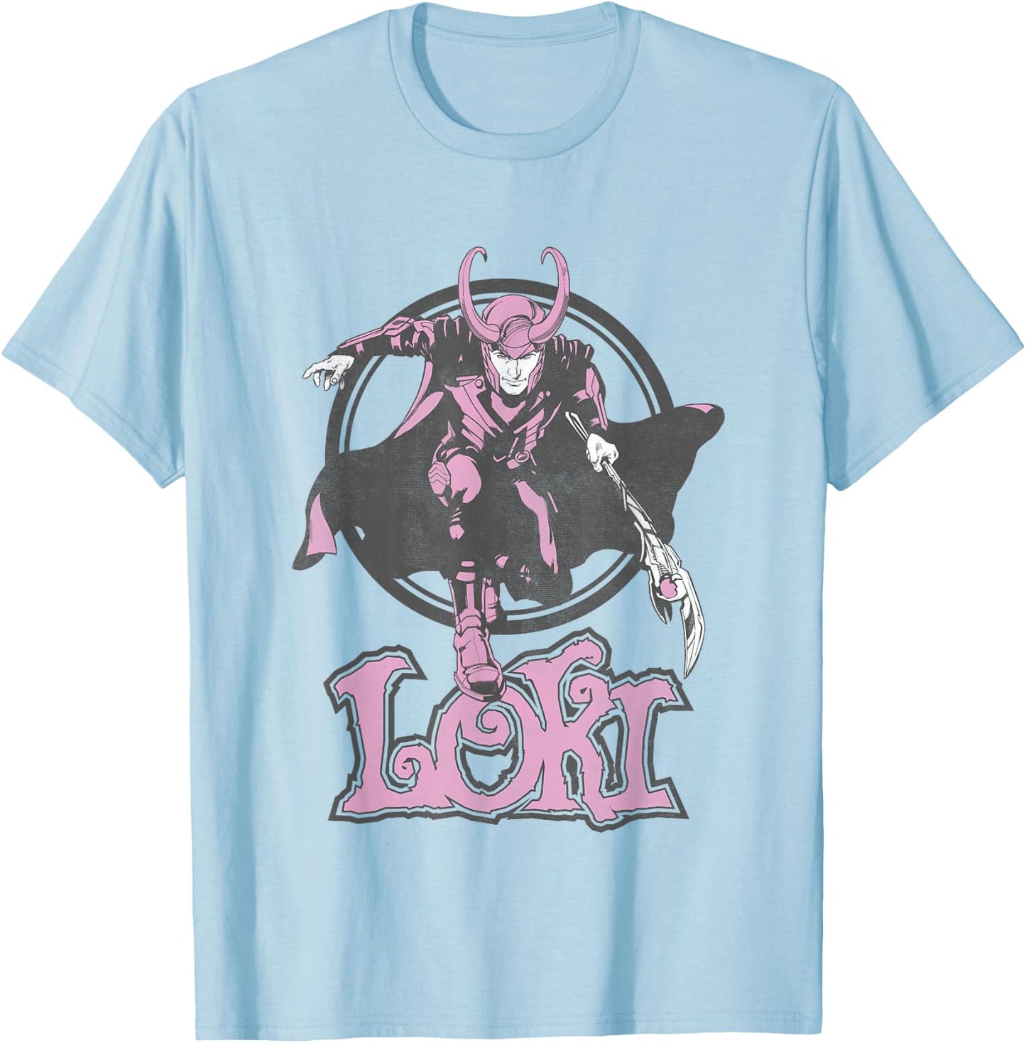 Marvel Loki Retro Pink Hue Stance Portrait T-Shirt - T-Shirt | Light Blue
