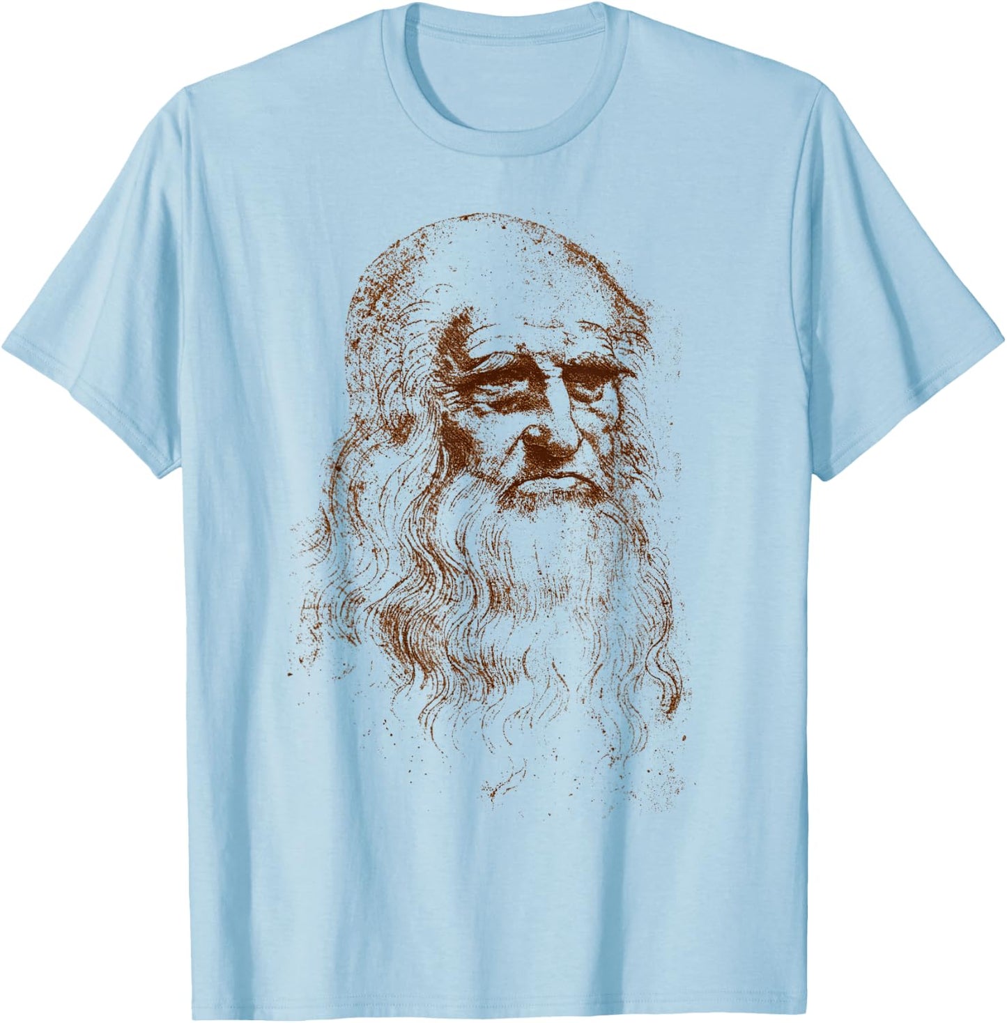 Leonardo da Vinci Portrait Author of The Vitruvian Man T-Shirt - T-Shirt | Light Blue