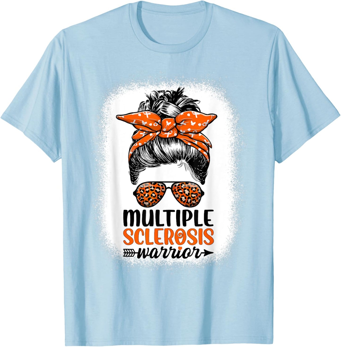 MS Warrior Messy Bun - Multiple Sclerosis Awareness T-Shirt - T-Shirt | Light Blue