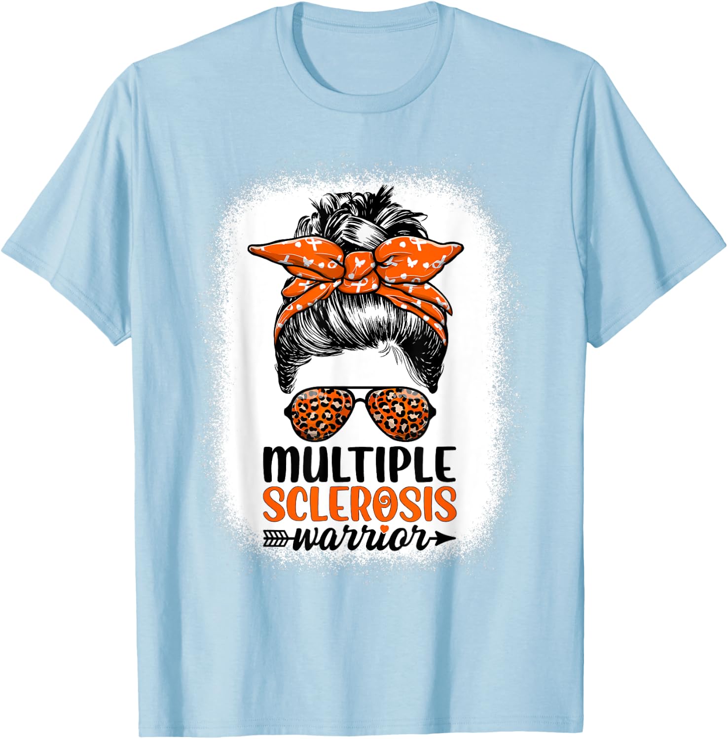 MS Warrior Messy Bun - Multiple Sclerosis Awareness T-Shirt - T-Shirt | Light Blue