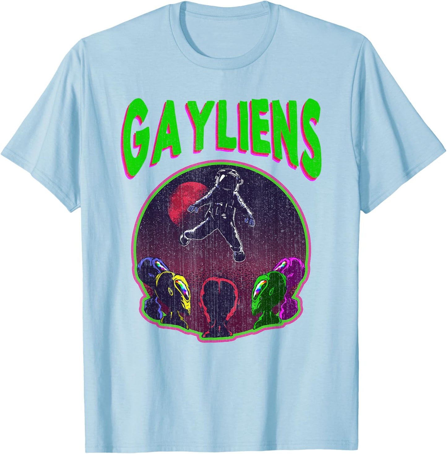 Gaylien's Gay LGBT Rainbow Space Alien Moon Astronaut Gift T-Shirt - T-Shirt | Light Blue