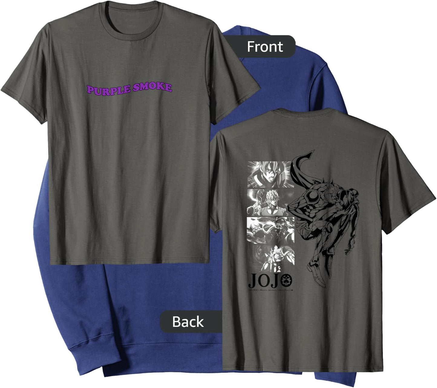 JoJo's Bizarre Adventure Fugo & Purple Smoke Haze Front Back Sweatshirt - Sweatshirt | Navy
