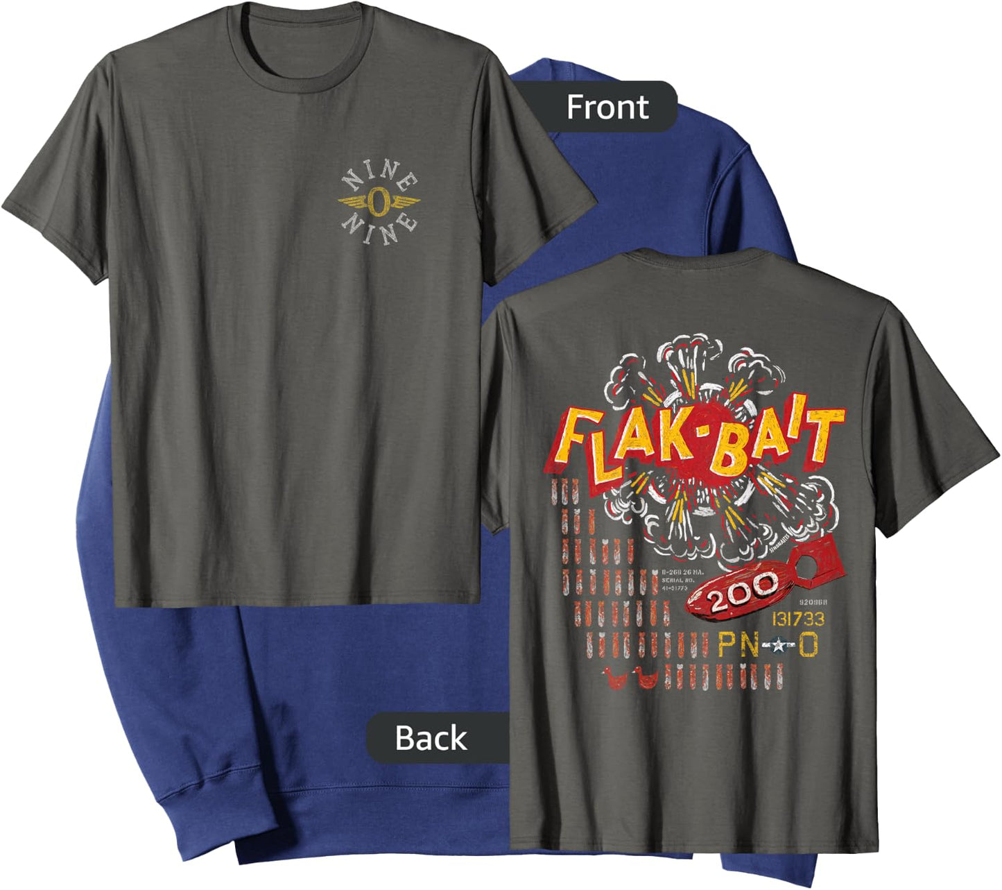 Flak-Bait | B-26 Marauder WW2 Nose Art | Front & Back Print Sweatshirt - Sweatshirt | Navy