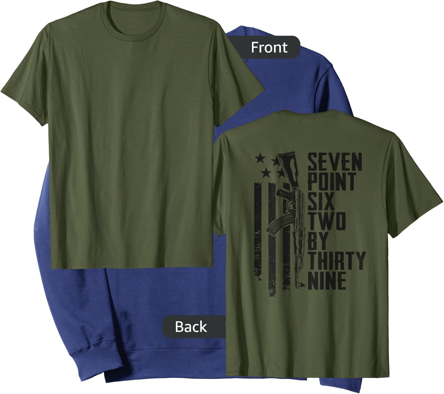 7.62x39 Seven Six Two X 39 AK47 7.62 Rifle - Camo (ON BACK) Sweatshirt - Sweatshirt | Navy