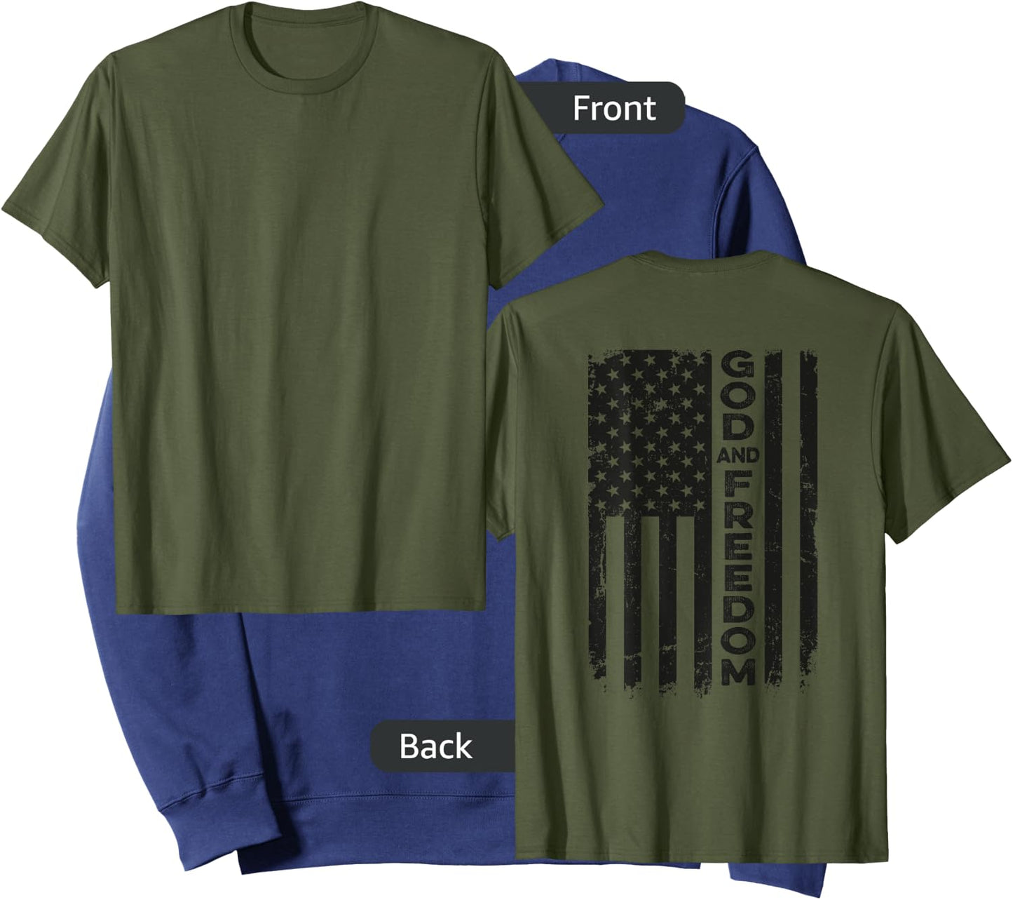 God And Country - USA Patriotic Christian Camo Flag -ON BACK Sweatshirt - Sweatshirt | Navy