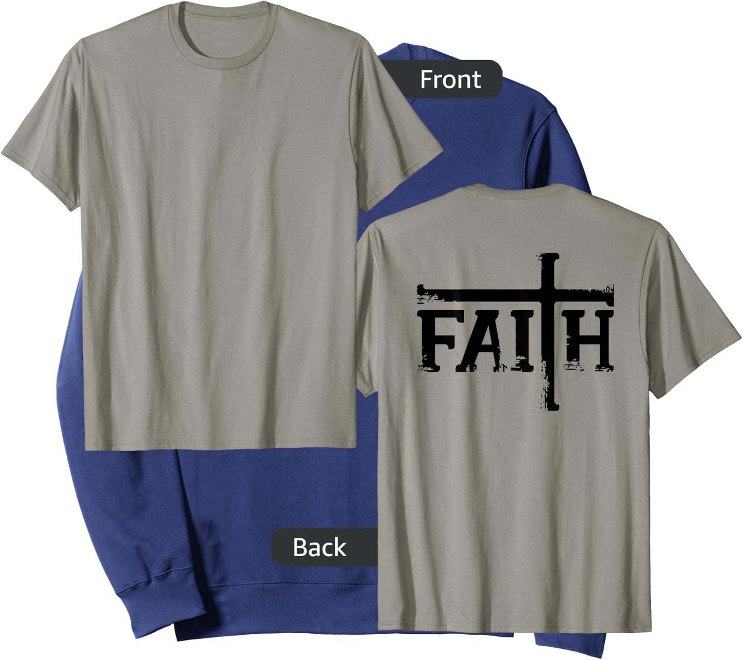 FAITH Cross Jesus Christ Christian Meme DESIGN ON BACK Sweatshirt - Sweatshirt | Navy