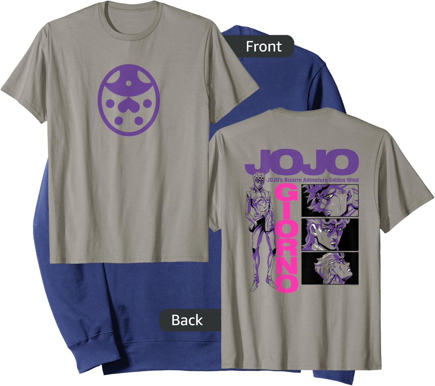 JoJo Golden Wind Giorno's Ladybug Brooch Front and Back Sweatshirt - Sweatshirt | Navy