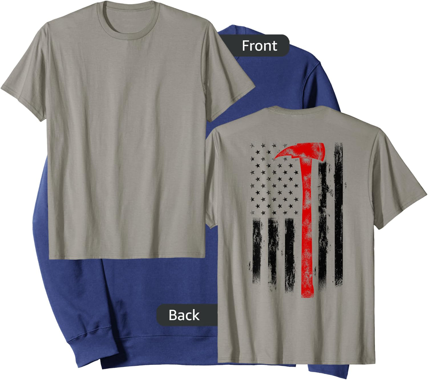 US Fireman Distressed Firefighter American Red Axe Flag Sweatshirt - Sweatshirt | Navy