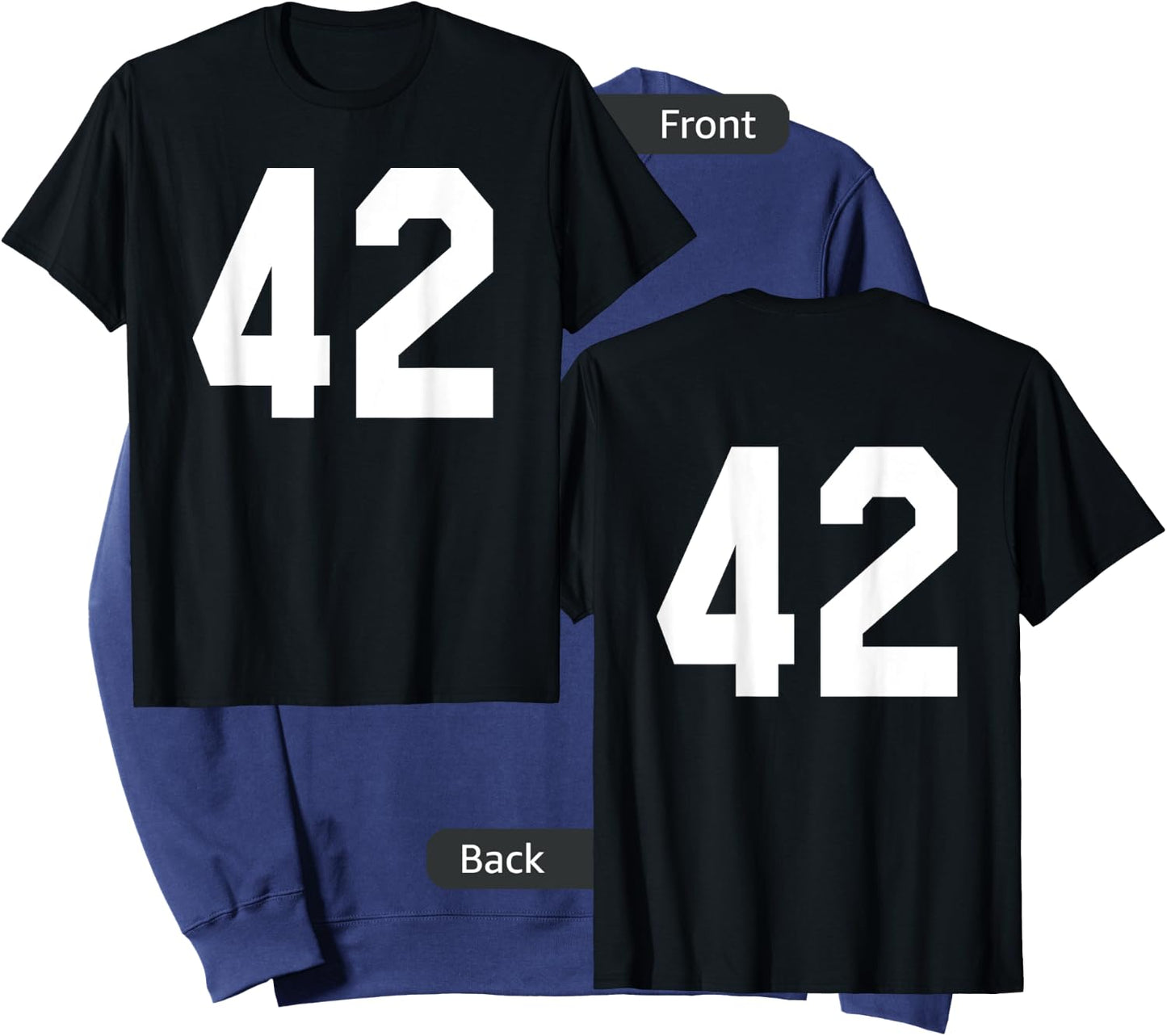 Number 42 Sports Jersey Front and Back Team Player Sweatshirt - Sweatshirt | Navy