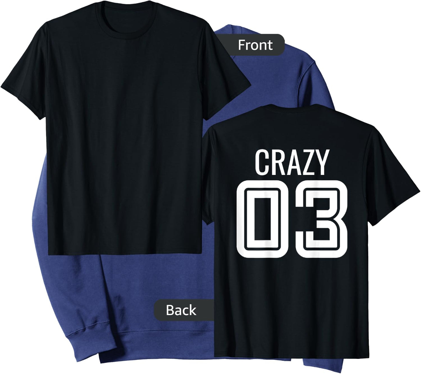 Crazy 3 Funny Three Group Matching Bff - Image On Back Of Sweatshirt - Sweatshirt | Navy