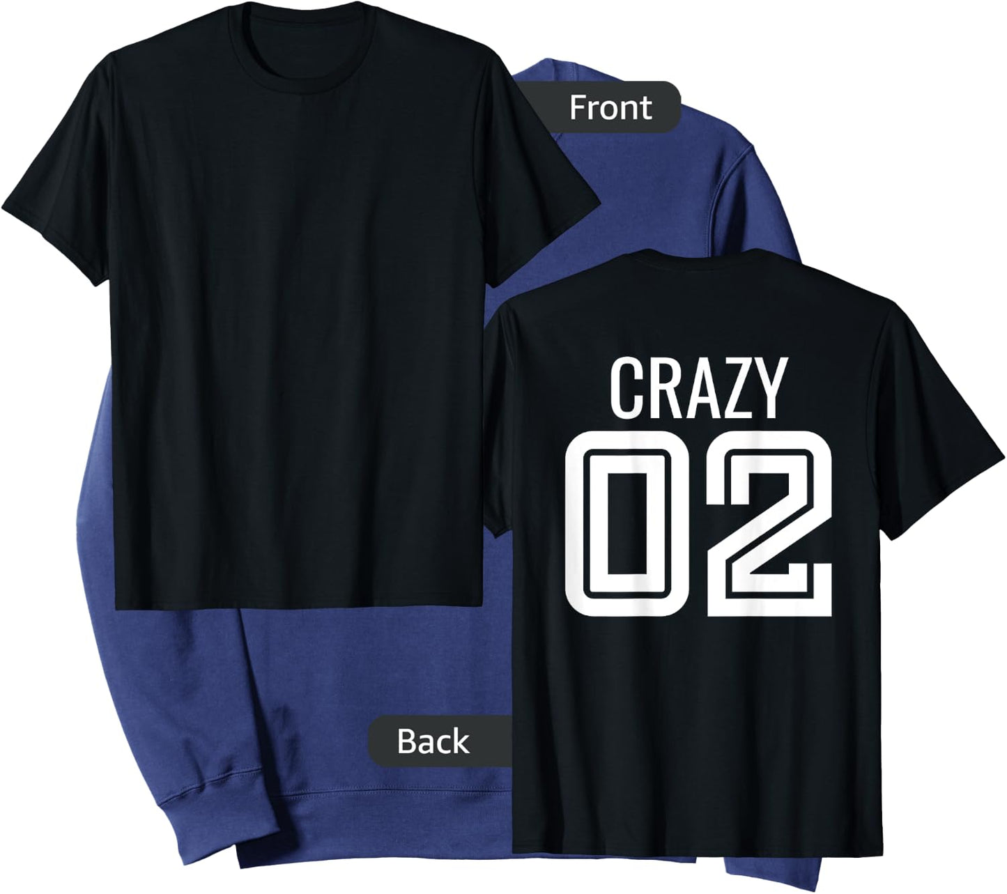 Crazy 3 Funny Three Group Matching Bff - Image On Back Of Sweatshirt - Sweatshirt | Navy
