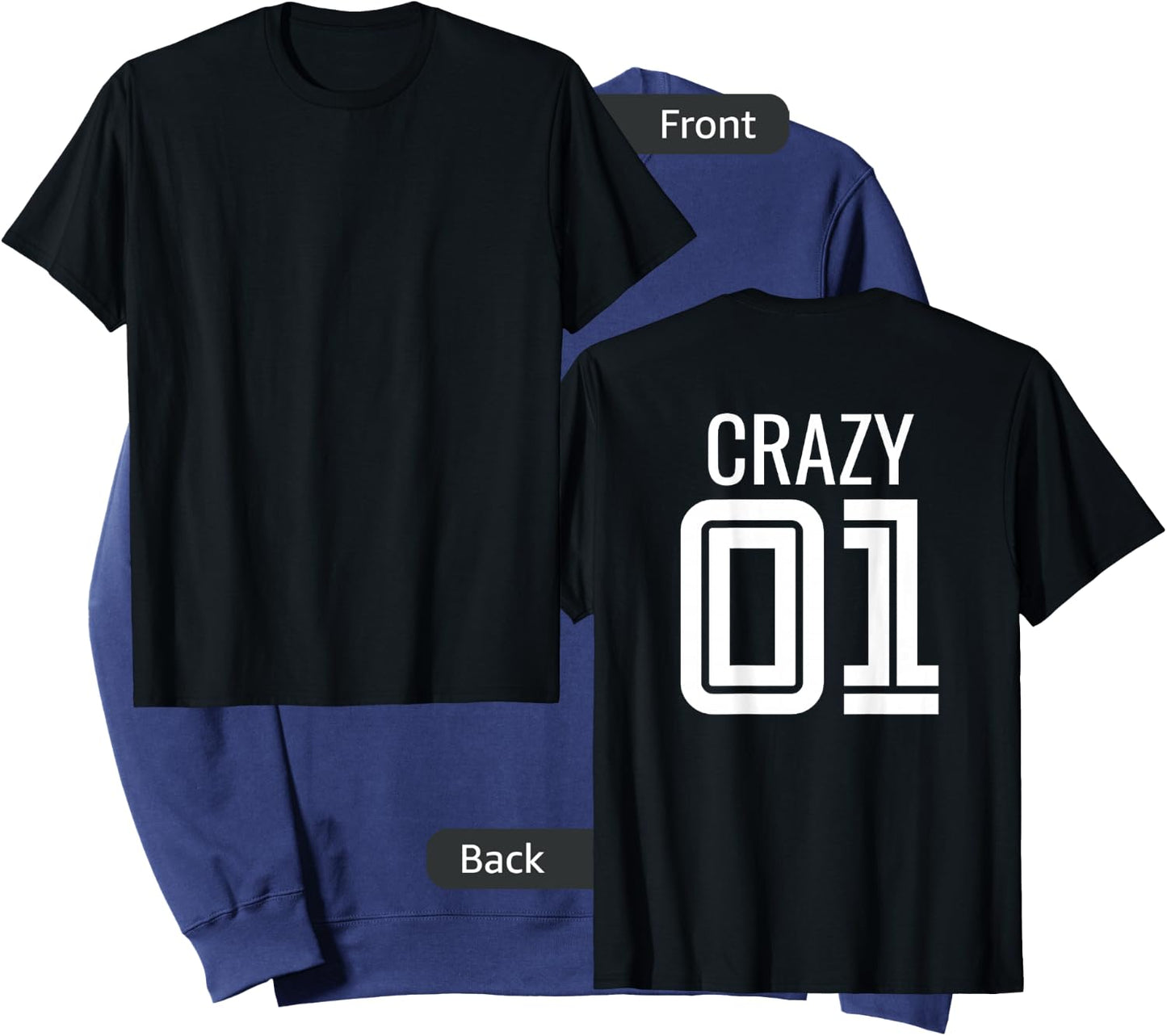 Crazy 3 Funny Three Group Matching Bff - Image On Back Of Sweatshirt - Sweatshirt | Navy