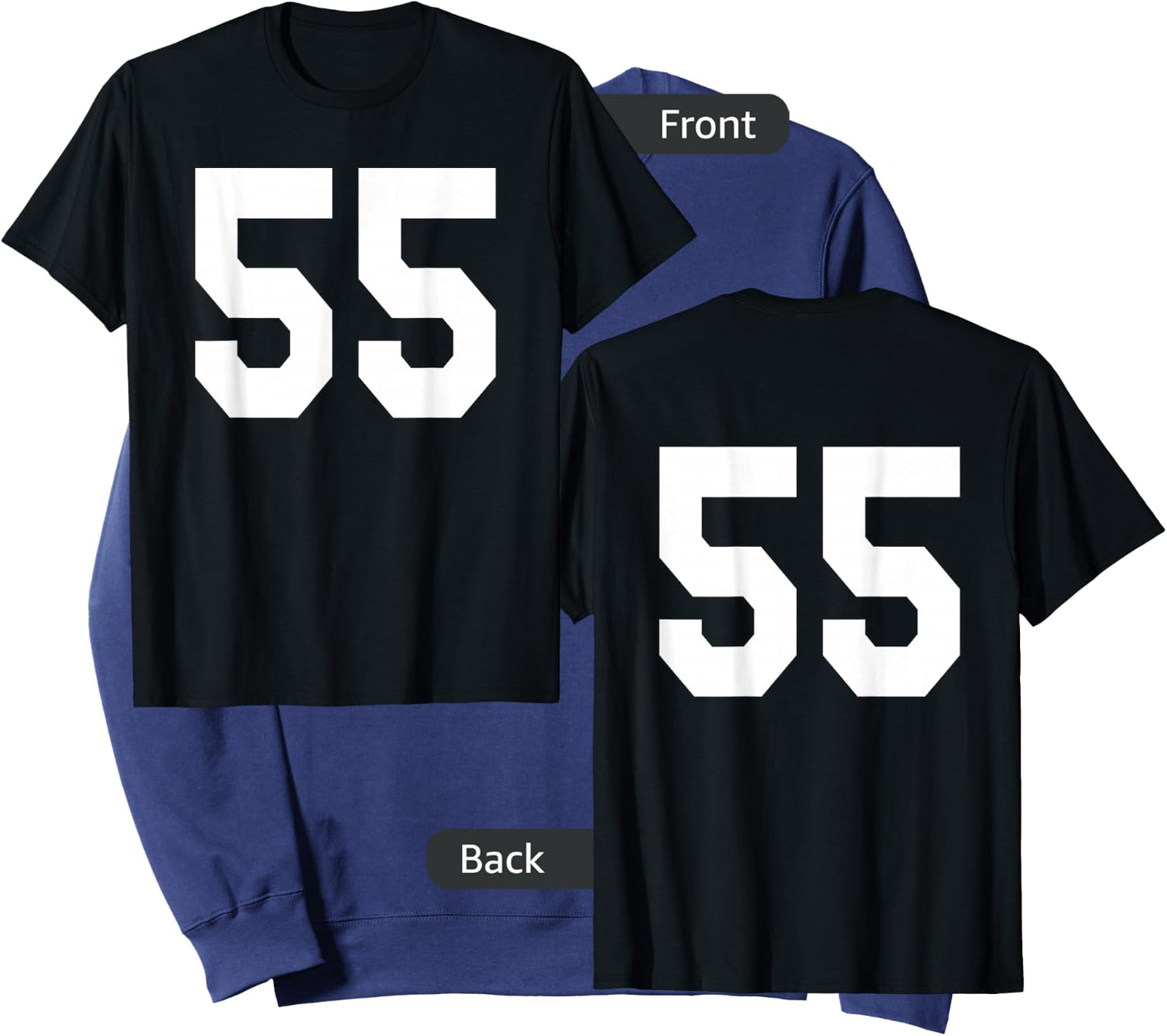 Number 55 Sports Jersey Front and Back Team Player Sweatshirt - Sweatshirt | Navy
