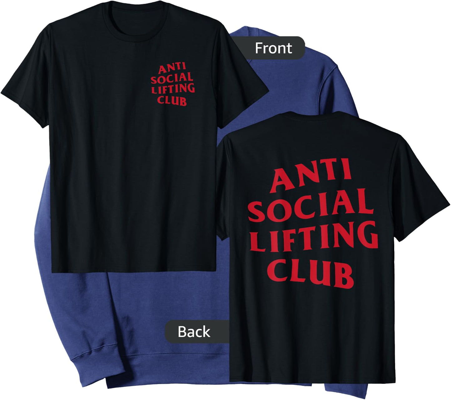 Anti Social Lifting Club: Red Logo (Front + Back) Sweatshirt - Sweatshirt | Navy