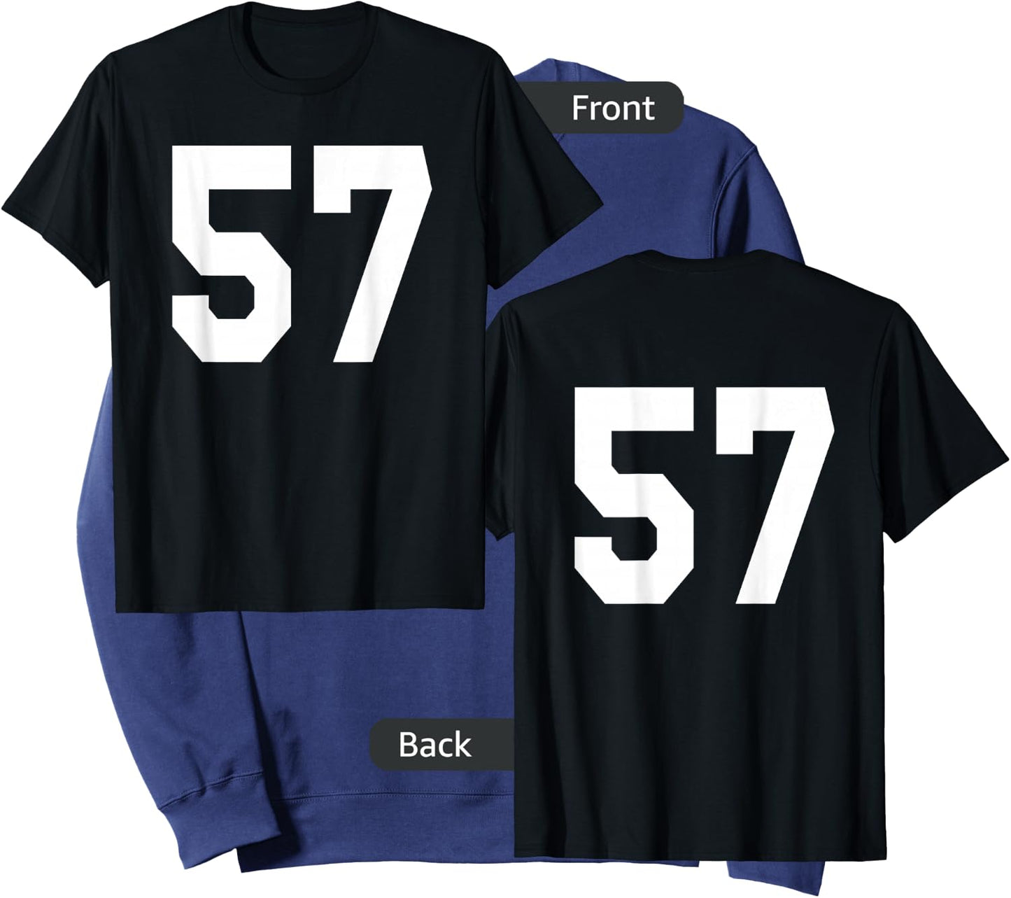 Number 57 Sports Jersey Front and Back Team Player Sweatshirt - Sweatshirt | Navy
