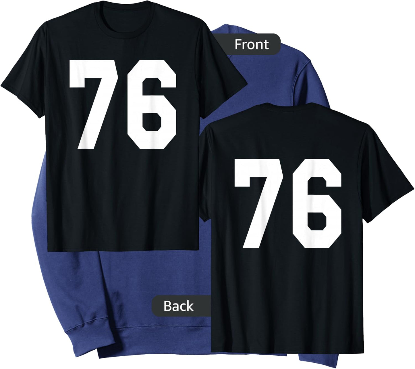 Number 76 Sports Jersey Front and Back Team Player Sweatshirt - Sweatshirt | Navy