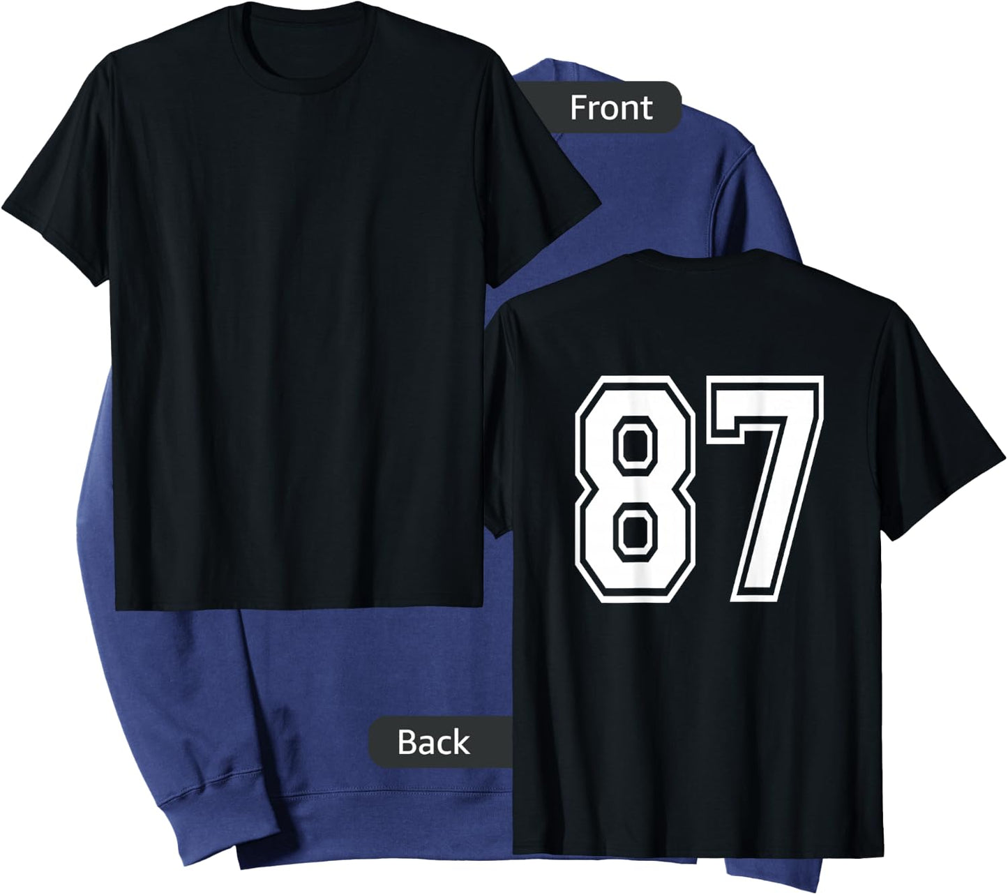 Number 87 Shirt Sports Player Number BACK of Shirt only Sweatshirt - Sweatshirt | Navy