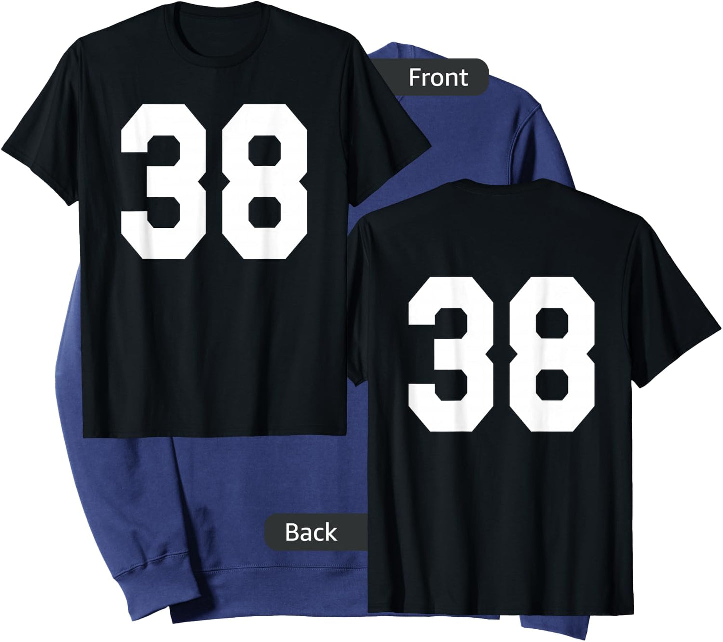 Number 38 Sports Jersey Front and Back Team Player Sweatshirt - Sweatshirt | Navy