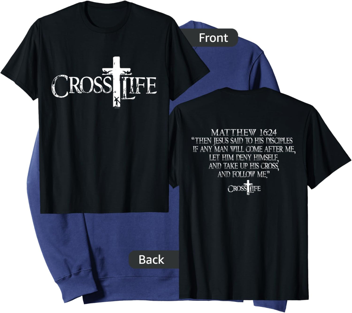 Cross Life Matthew 16:24 Take up your Cross Christian Sweatshirt - Sweatshirt | Navy