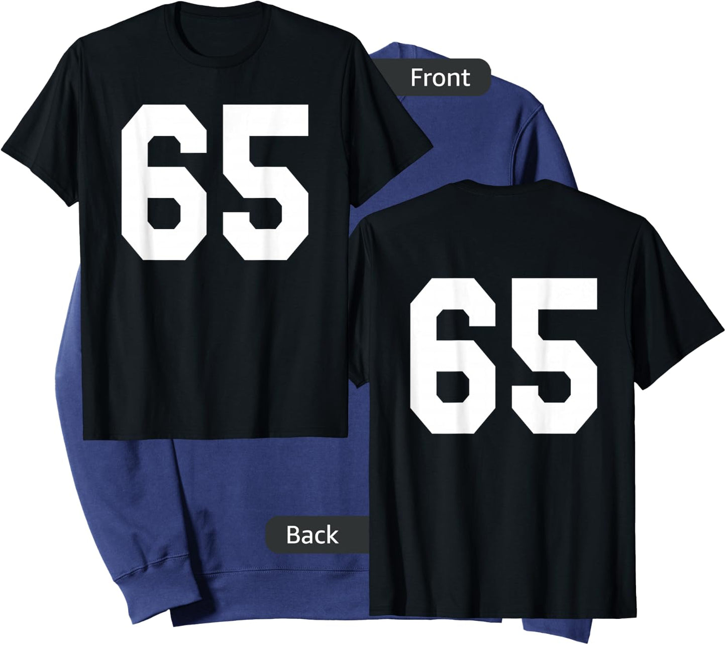 Number 65 Sports Jersey Front and Back Team Player Sweatshirt - Sweatshirt | Navy