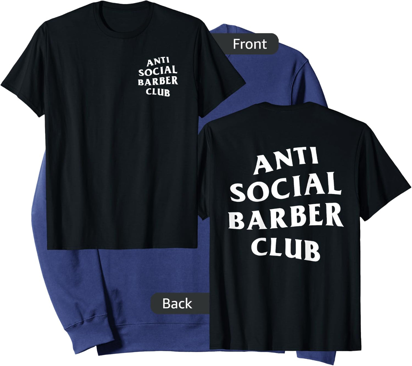 Anti Social Barber Club: White Logo (Front + Back) Sweatshirt - Sweatshirt | Navy