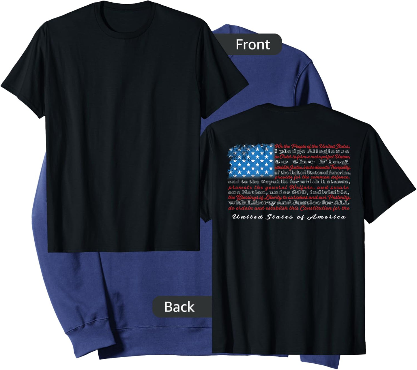 US Flag with Constitution Preamble and Pledge of Allegiance Sweatshirt - Sweatshirt | Navy