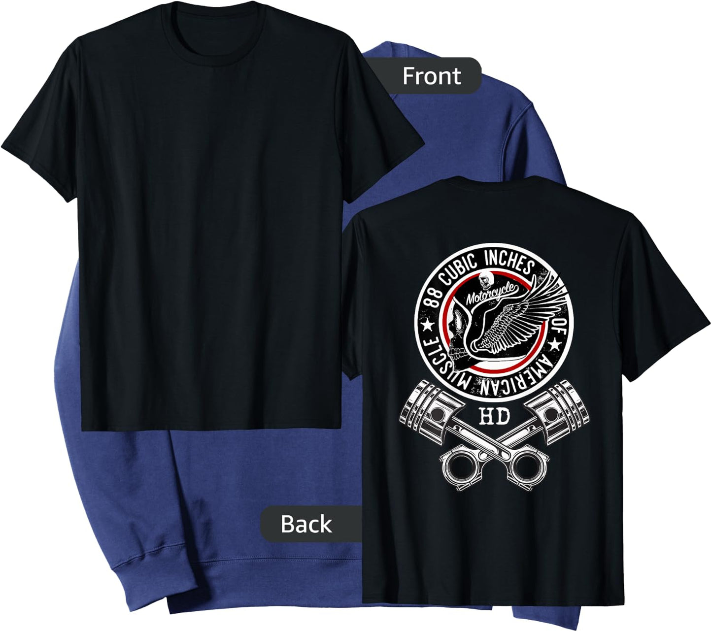 HD 88 CID Engine Motorcycle V-Twin Skull Crossed Pistons Sweatshirt - Sweatshirt | Navy