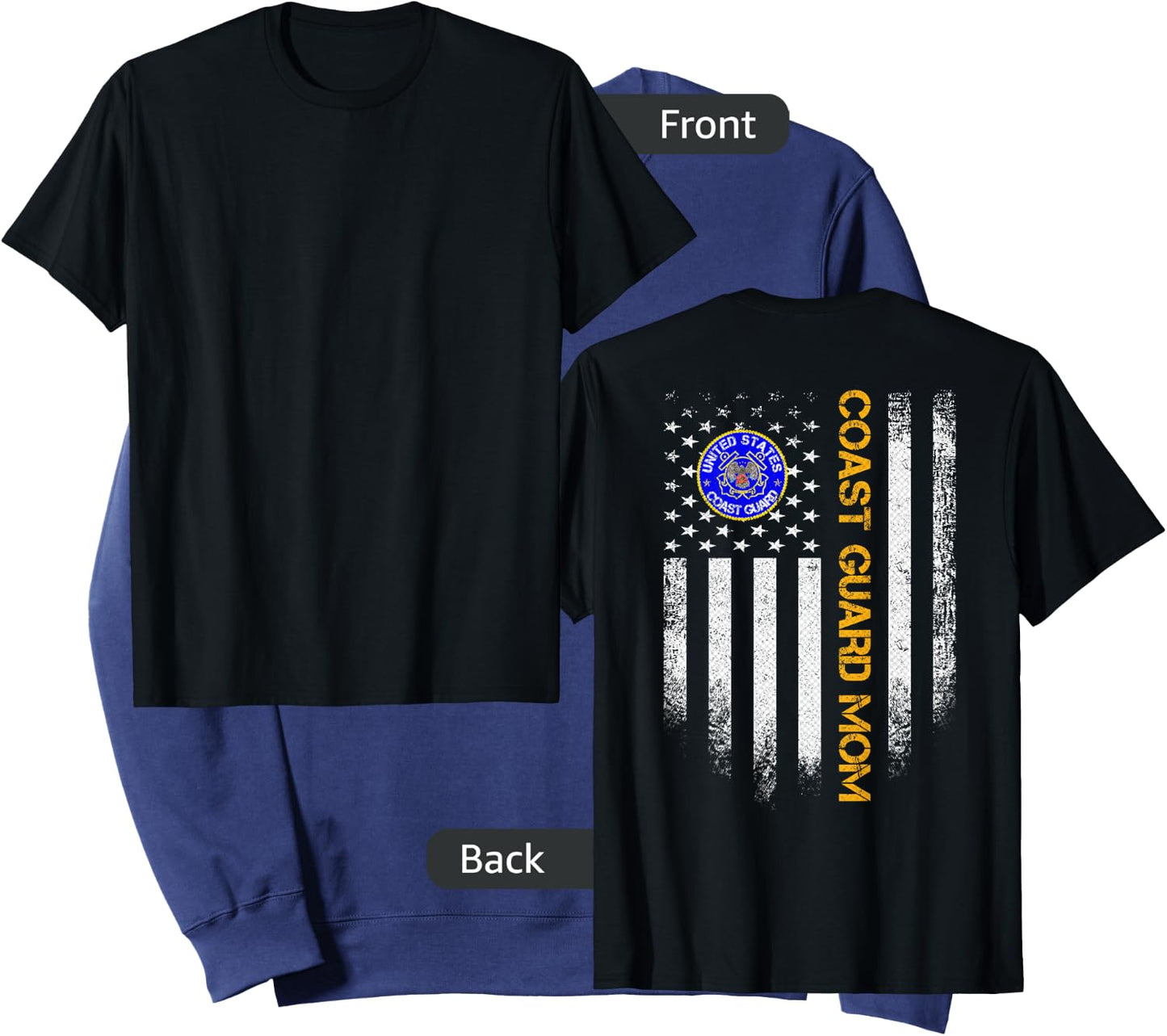 Vintage USA American Flag Proud US Coast Guard Veteran Mom Sweatshirt - Sweatshirt | Navy