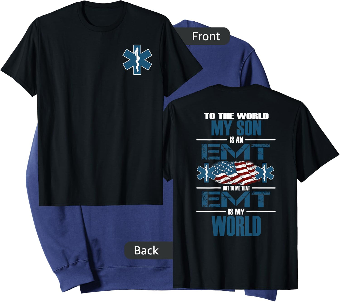 EMT EMS Family Support My Son The EMT Is My World Sweatshirt - Sweatshirt | Navy