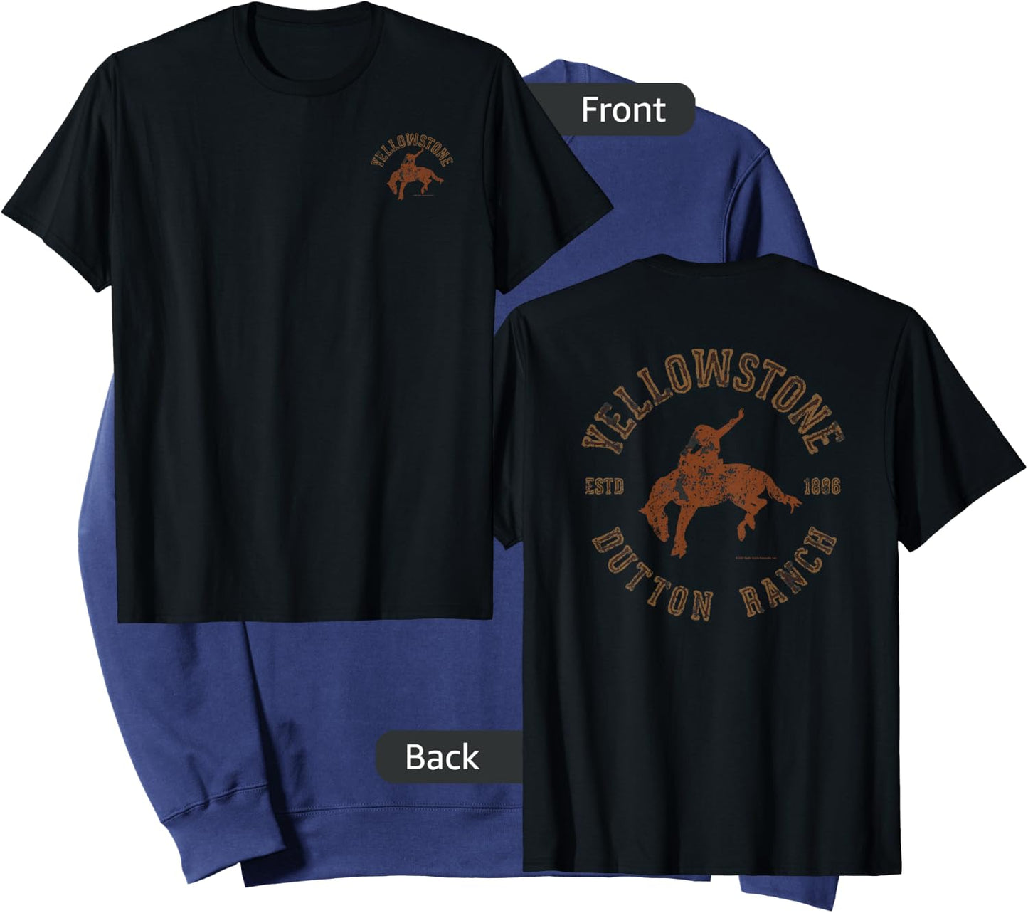 Yellowstone Dutton Ranch Cowboy Pocket Logo Front & Back Small Sweatshirt - Sweatshirt | Navy