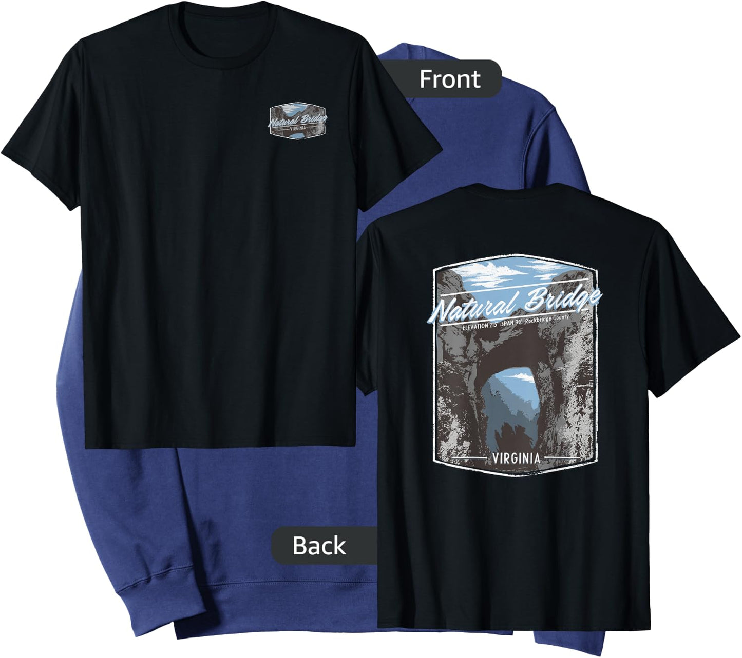 Trendy Natural Bridge Virginia Front & Back Graphic Logo Sweatshirt - Sweatshirt | Navy