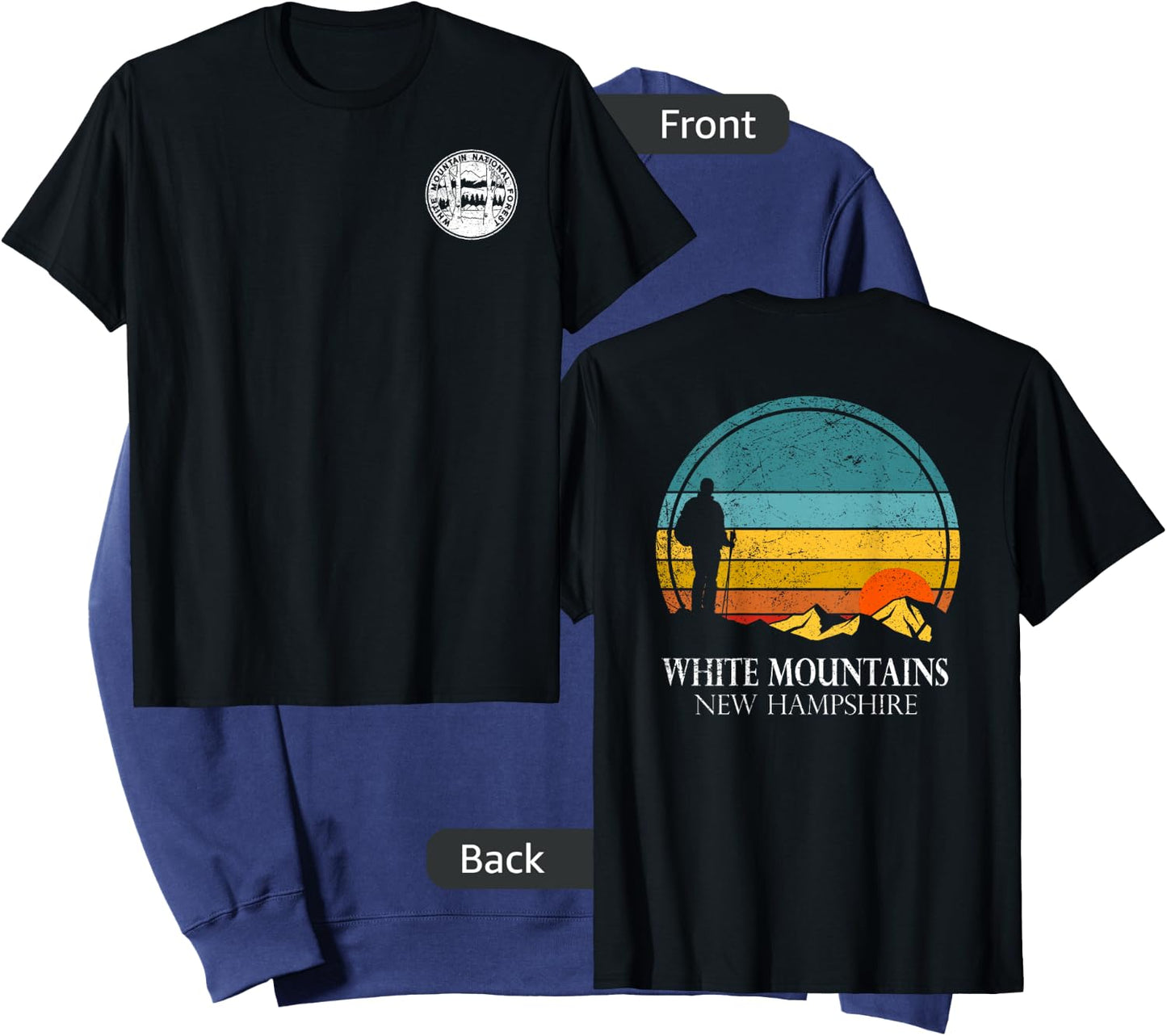 White Mountain National Forest Hiker Sunset Fade Double Side Sweatshirt - Sweatshirt | Navy