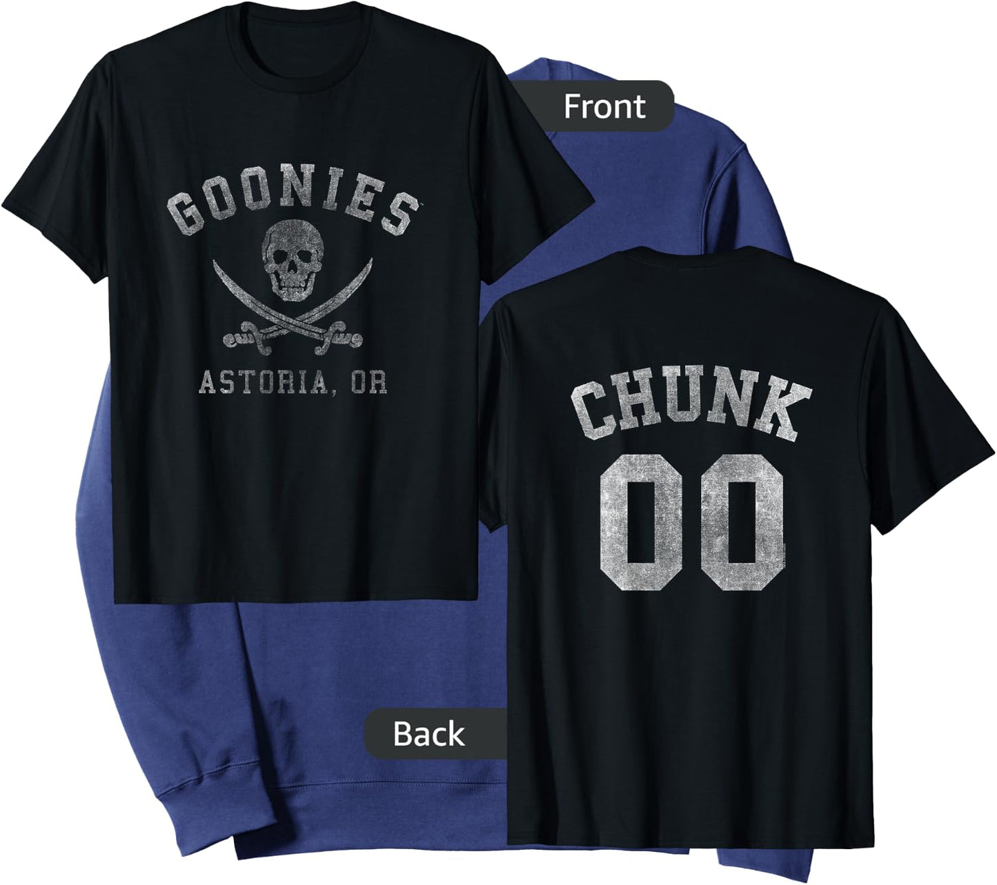 The Goonies Logo and Chunk Jersey Front and Back Movie Sweatshirt - Sweatshirt | Navy