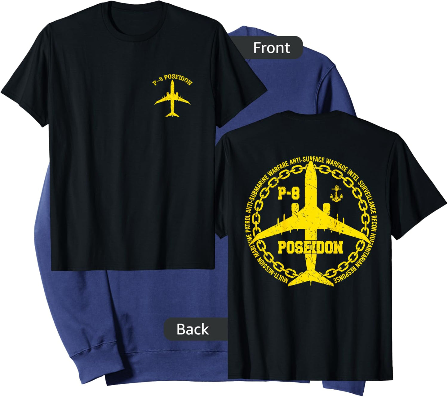 P-8 Poseidon Military Aircraft Vintage Distressed Design Sweatshirt - Sweatshirt | Navy